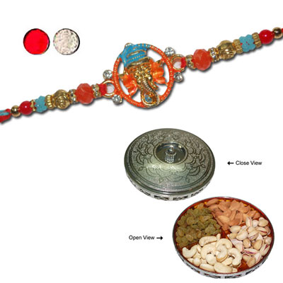 "Rakhi - FR- 8350 A (Single Rakhi),  Milestone Dry Fruit Box -Code DFB4000 - Click here to View more details about this Product